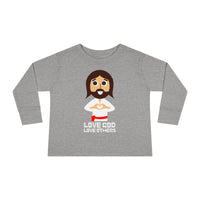 "Love God Love Others" Jesus Heart Long Sleeve - Toddler T-Shirt - Sizes 2T-5T