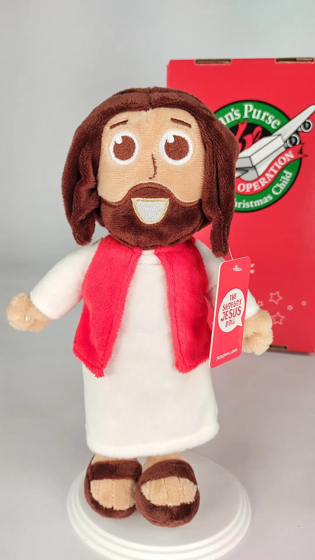 Shoebox Jesus Doll is a 9" plush Jesus that makes a WOW Gift Idea for Operation Christmas Child.
