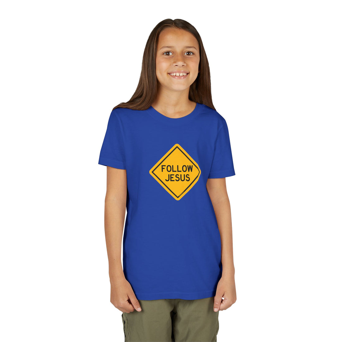 "Follow Jesus" Street Sign T Shirt - Youth Short Sleeve - Unisex Sizes YS-YXL