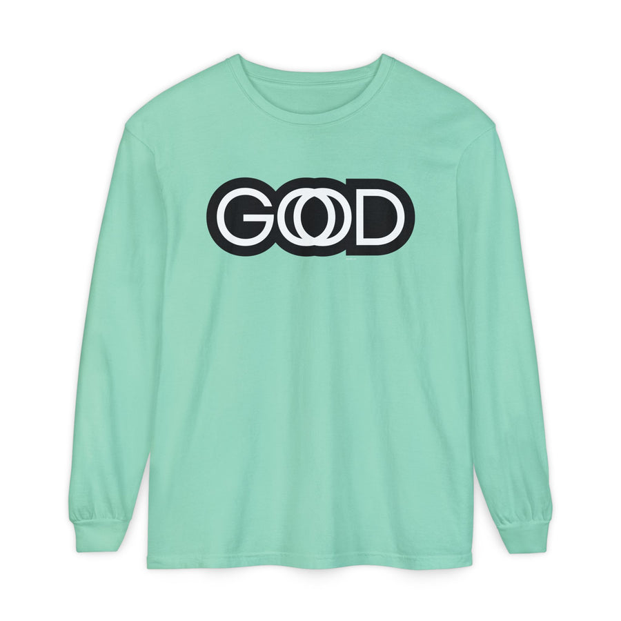 'God is Good' Stylized Text - Unisex Adult Long Sleeve Tee Shirt - Sizes S-3XL