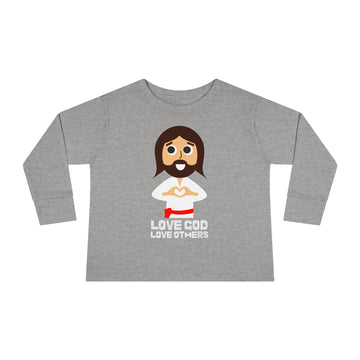"Love God Love Others" Jesus Heart Long Sleeve - Toddler T-Shirt -  Sizes 2T-5T