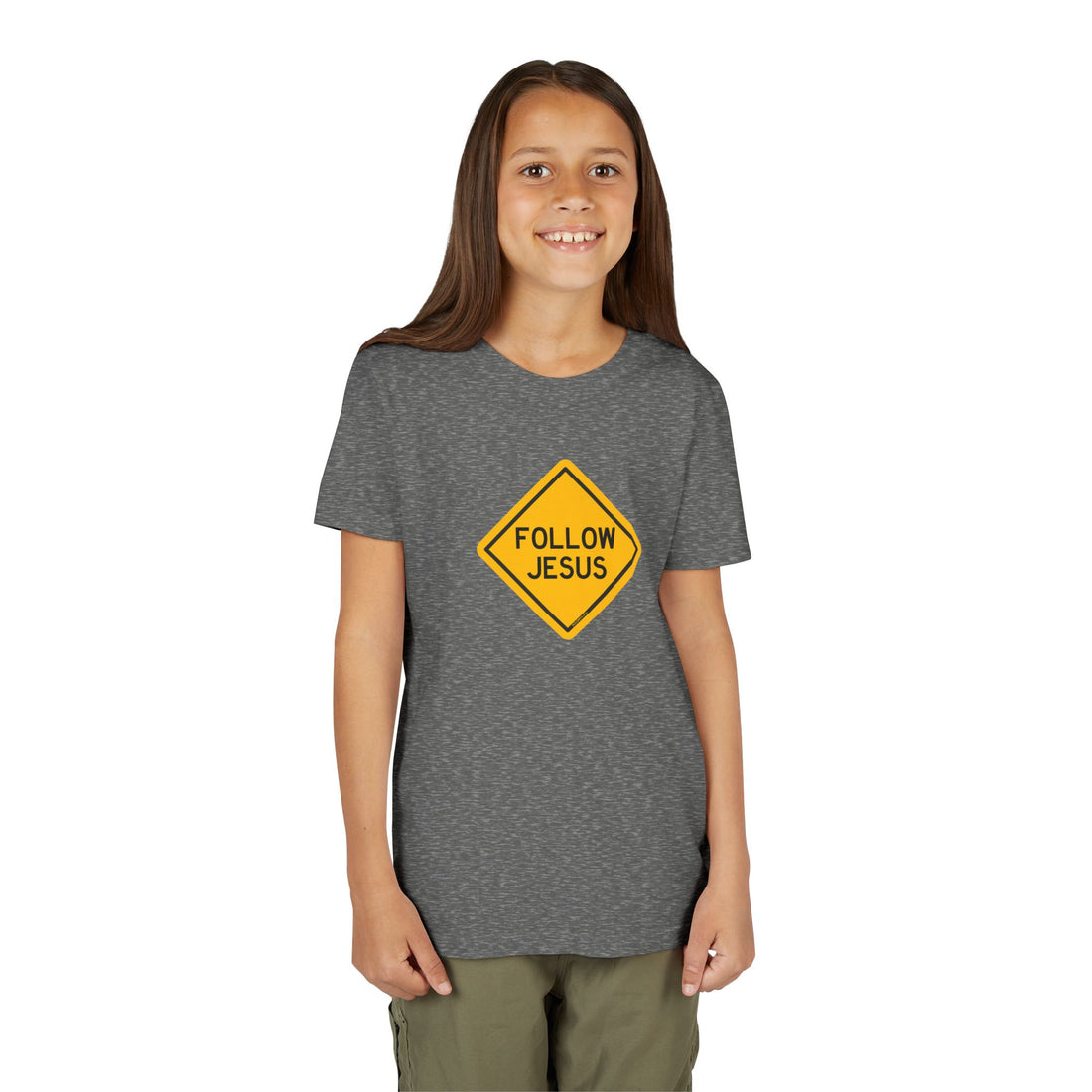 "Follow Jesus" Street Sign T Shirt - Youth Short Sleeve - Unisex Sizes YS-YXL