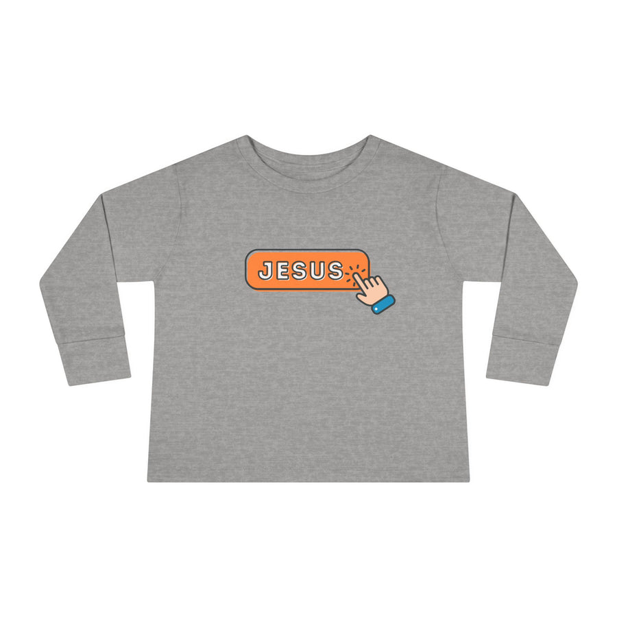 'Choose Jesus' Button Click - Toddler Long Sleeve Tee Shirt - Sizes 2T-6T