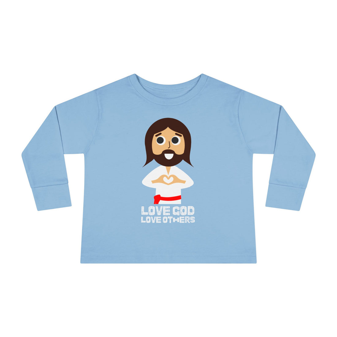 "Love God Love Others" Jesus Heart Long Sleeve - Toddler T-Shirt -  Sizes 2T-5T