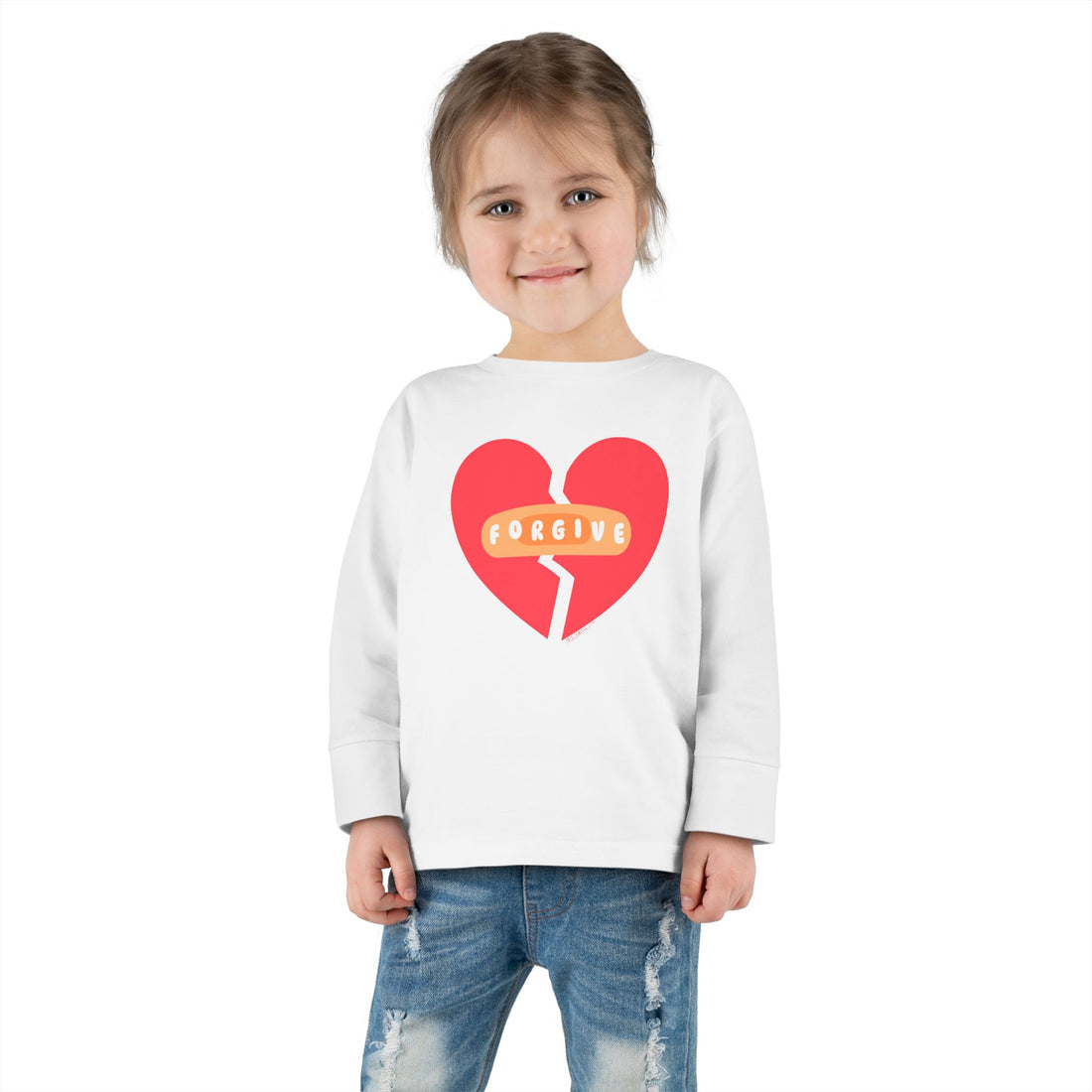 "Forgive" Heals Broken Hearts - Long Sleeve - Toddler T-Shirt -  Sizes 2T-5T