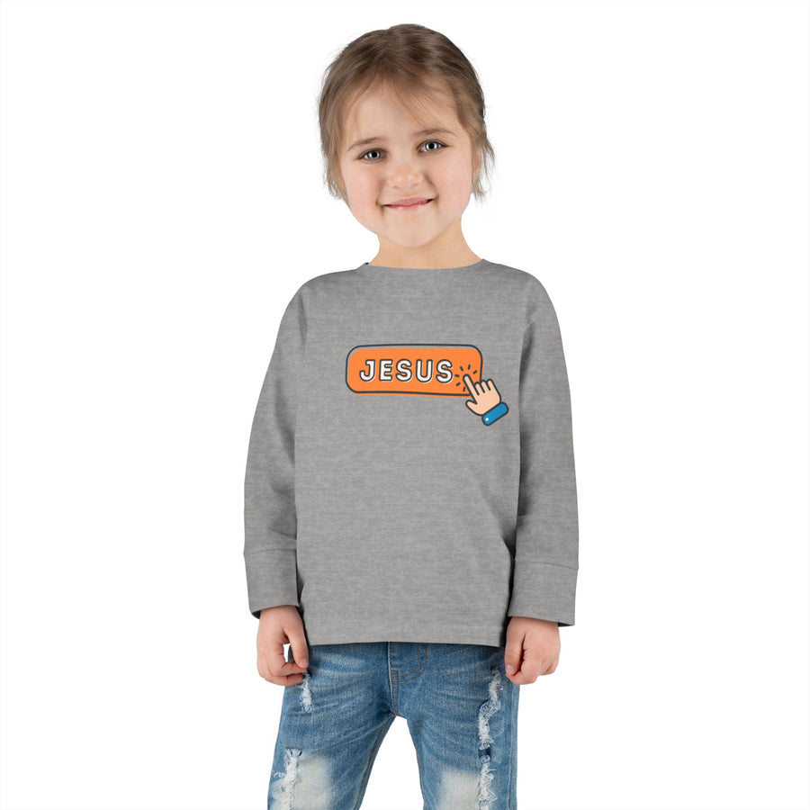 'Choose Jesus' Button Click - Toddler Long Sleeve Tee Shirt - Sizes 2T-6T