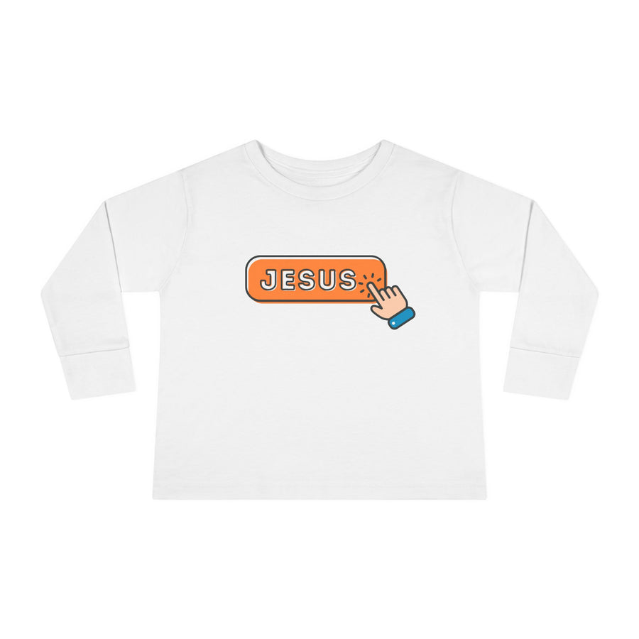 'Choose Jesus' Button Click - Toddler Long Sleeve Tee Shirt - Sizes 2T-6T