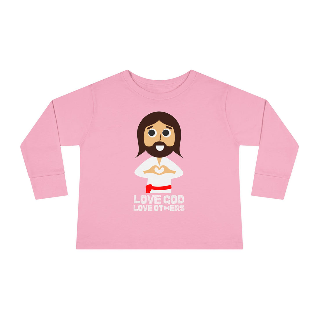 "Love God Love Others" Jesus Heart Long Sleeve - Toddler T-Shirt -  Sizes 2T-5T