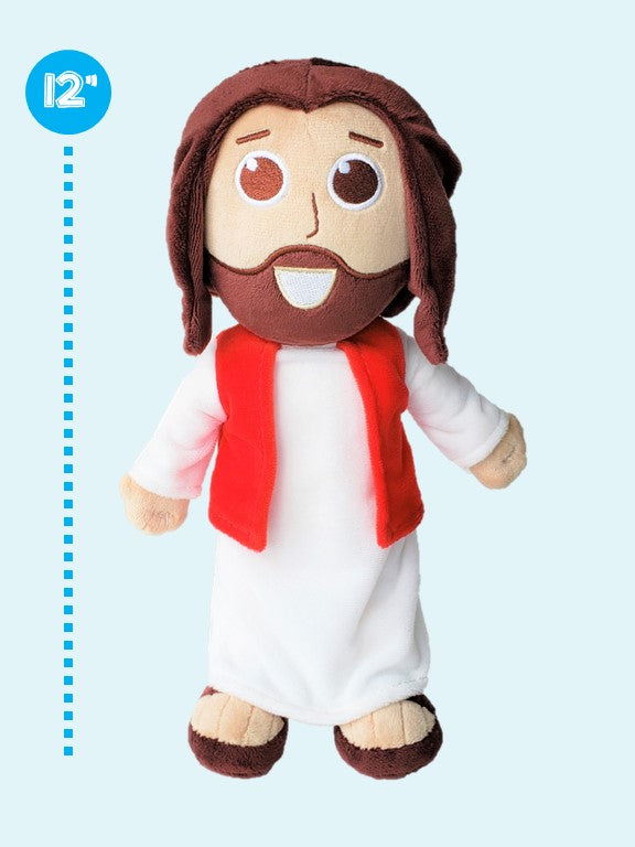 The Talking Jesus Doll beautiful 12" plush Jesus toy that talks.  Speaks Bible verses from the Lord's prayer to John 3:16.  Perfect gift idea for Easter, Birthdays, Baptisms, Confirmation, Christenings, and Christmas.  Great Catholic toy gift idea.  Great religious toy gift idea..  Give the eternal gift of Jesus. 